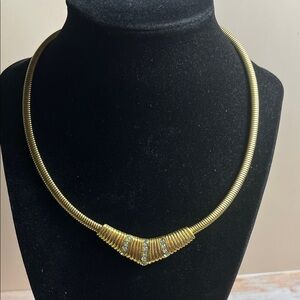 Vintage 80s Trifari Gold Collar Necklace Choker